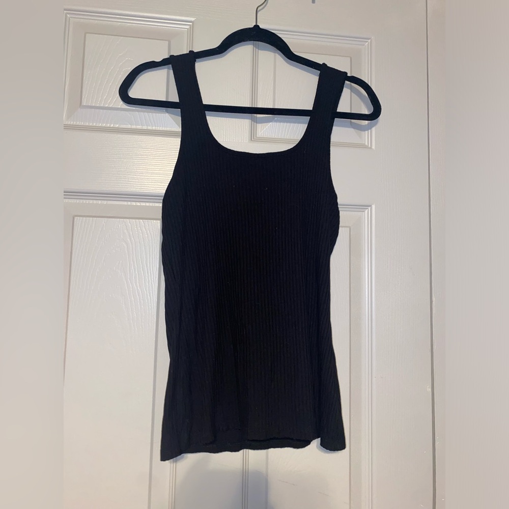 Rachel Zoe Black Ribbed Tank Top